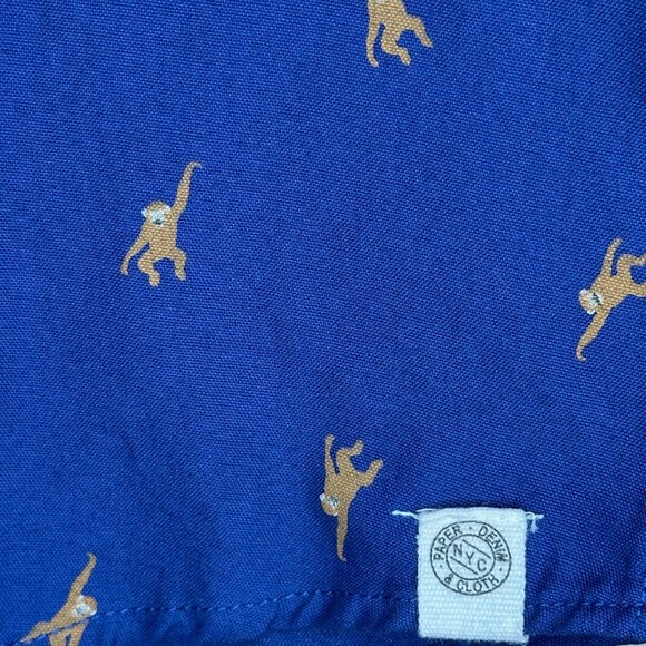 SALE 2/15 Paper Denim & Cloth Monkey Short Sleeve Button Up Blue Size 14/16 - Picture 4 of 7